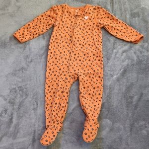 Leopard print fleece footed sleeper